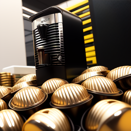 Nespresso machine surrounded by a mountain of pods